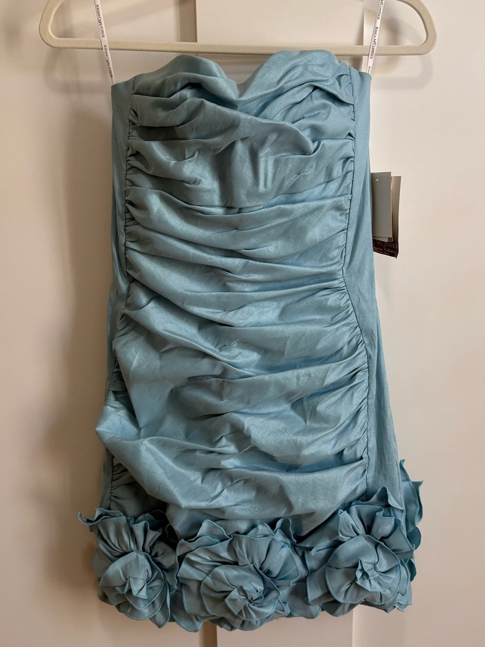 Jessica McClintock Rush Strapless Mini Dress Y2K Aqua Green Florets Rare 10 NWT - Picture 4 of 14